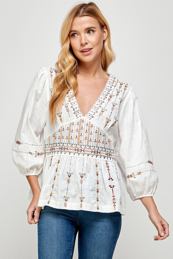 Stevie Embroidered Top