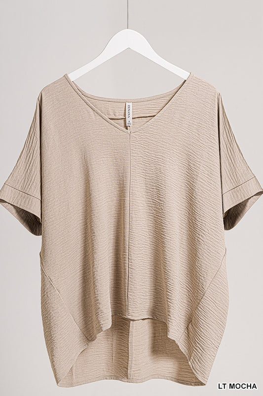 Carly Woven Airflow Top - Light Mocha