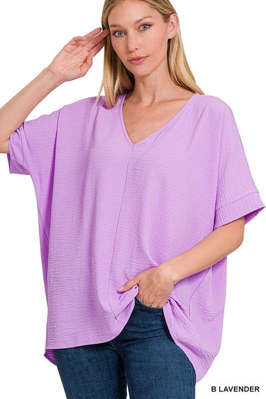 Carly Woven Airflow Top - Lavender