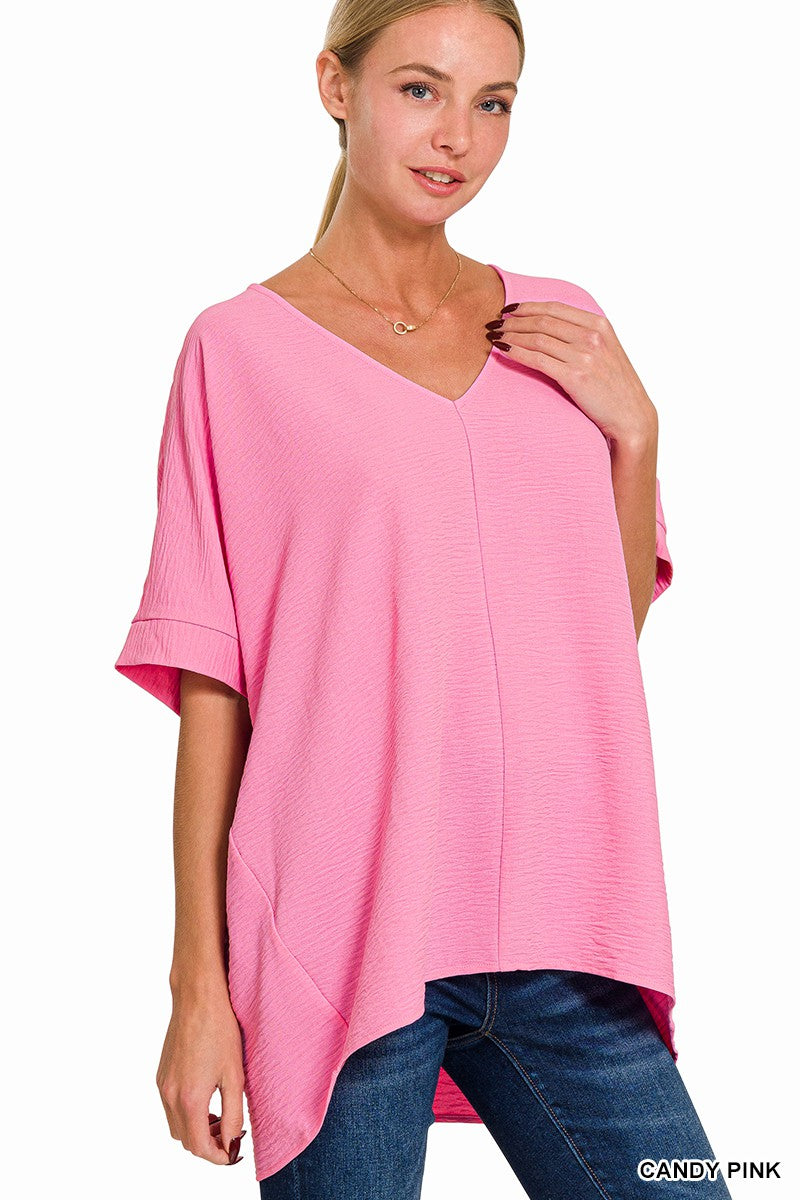 Carly Woven Airflow Top - Candy Pink