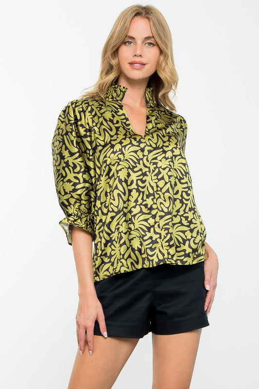 Olive Abstract Blouse