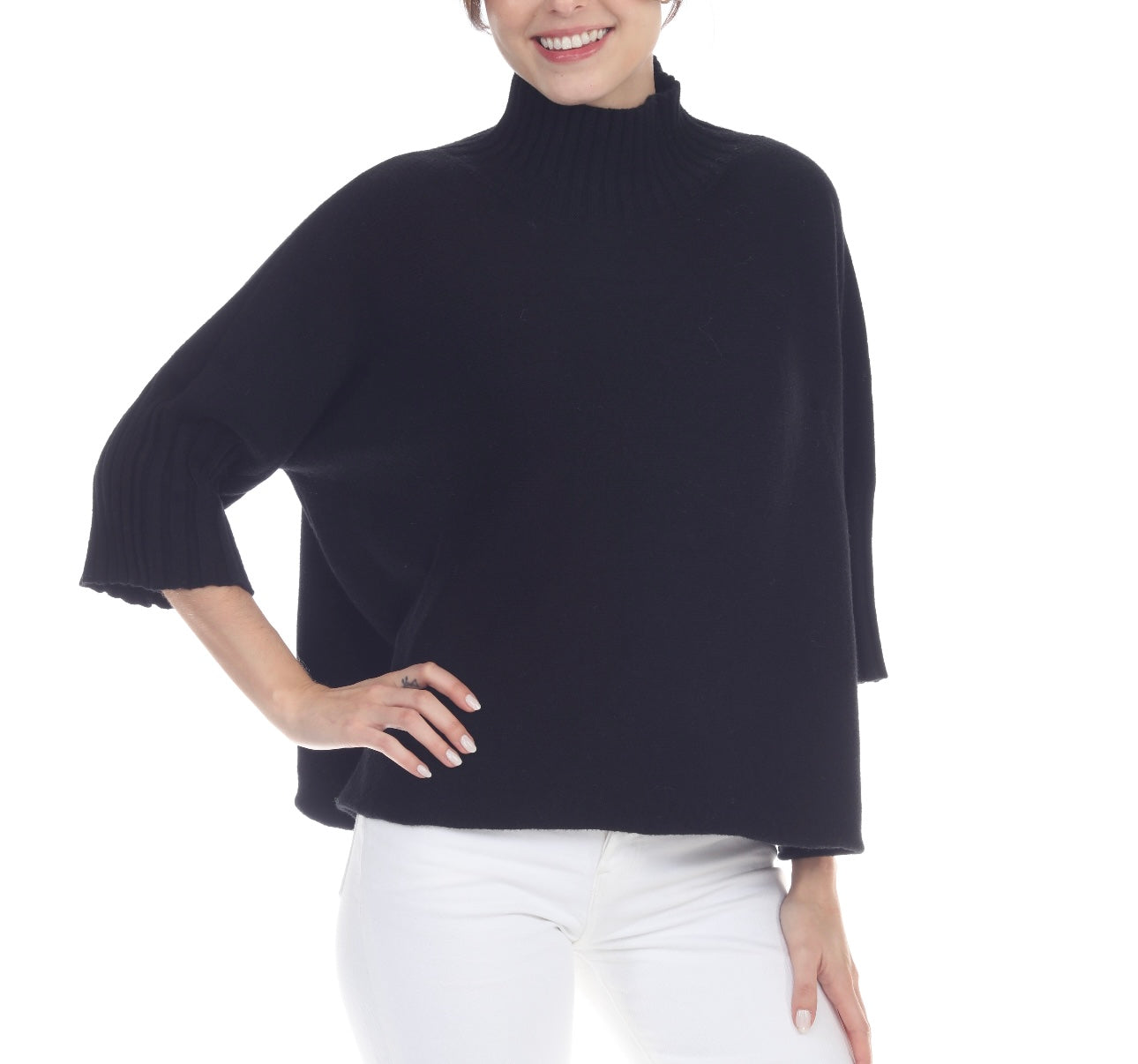 Mock Neck Swing Sweater - Black