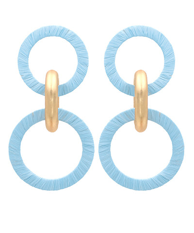 Raffia Tiered Earrings - Light Blue