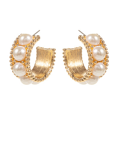 Gold / Pearl Small Hoops