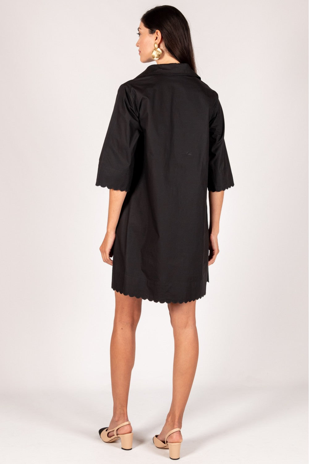 Anderson Poplin Dress with Scalloped Hem