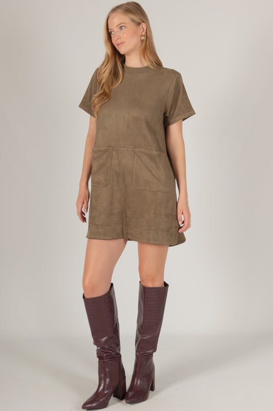 Faux Suede Mini Dress