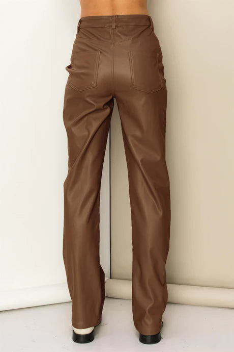 Flirt Alert Straight Leg Leather Pants