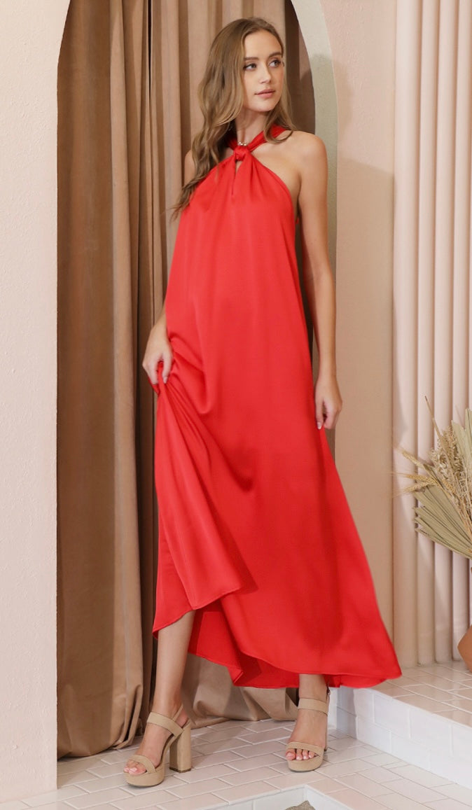 Tahiti Satin Maxi Dress