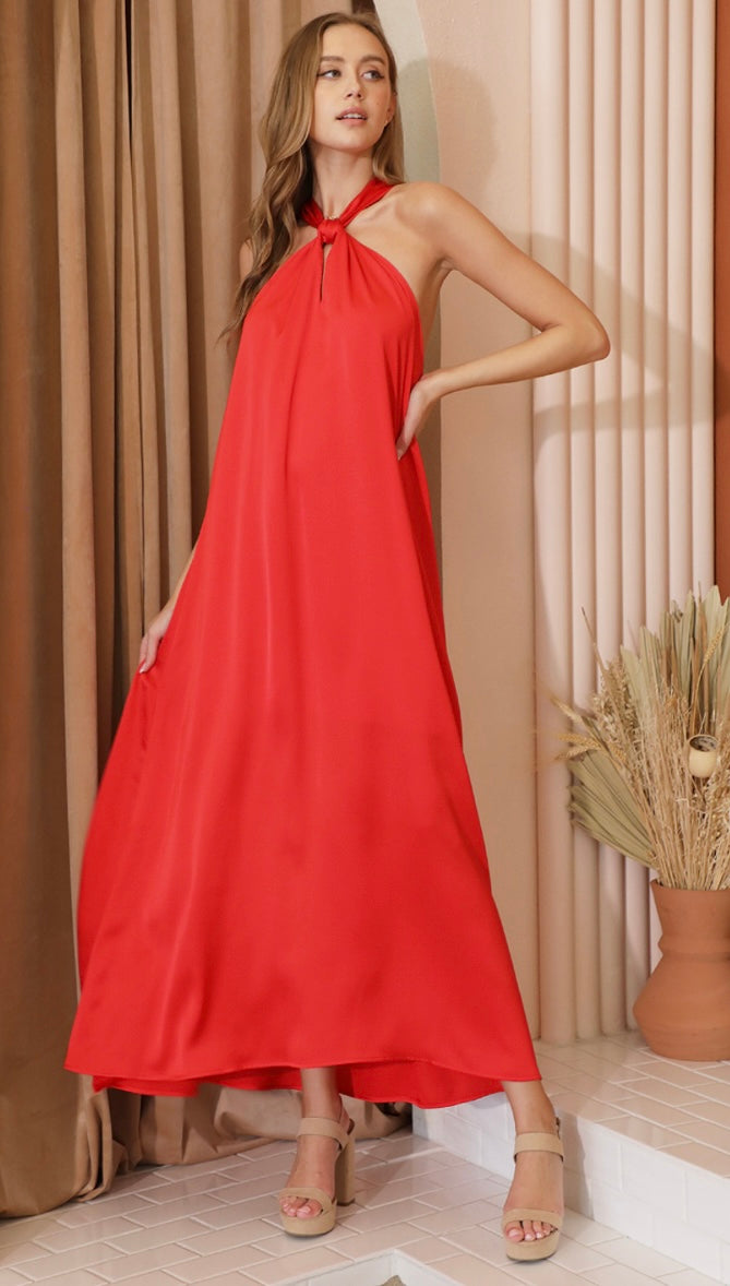 Tahiti Satin Maxi Dress