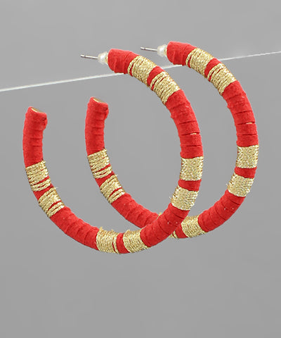 Wrapped Thread Hoops - Red