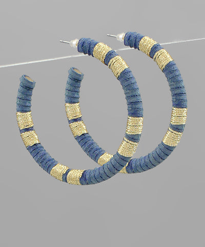 Wrapped Thread Hoops - Blue