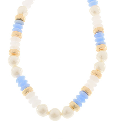 Parker Pearl Detail Necklace - Blue