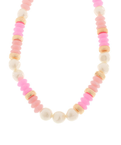 Parker Pearl Detail Necklace - Pink