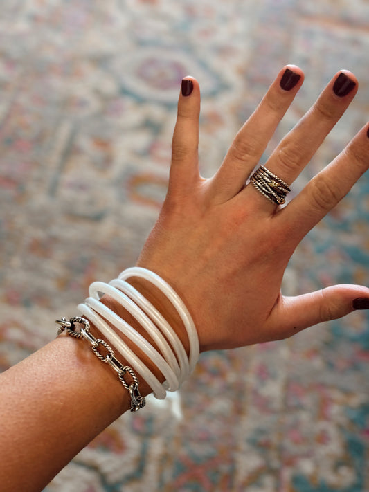 White Chrome Bracelet Set