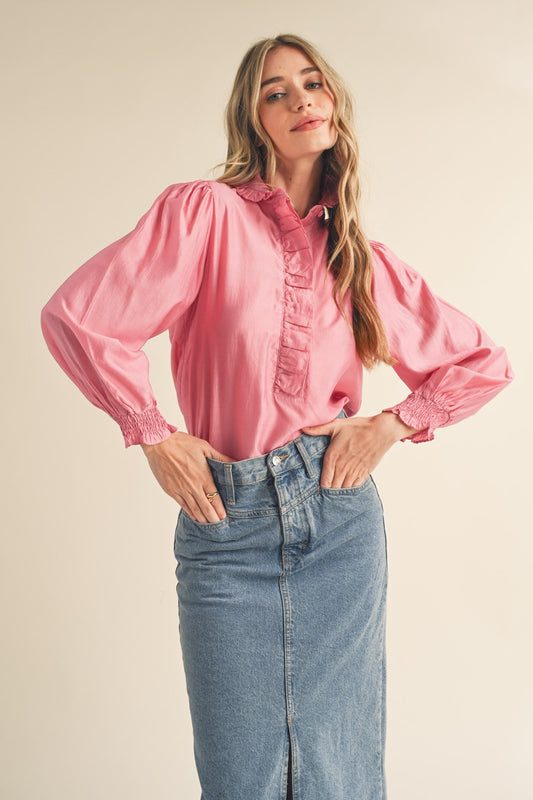 Ellie Ruffle Button Down Top