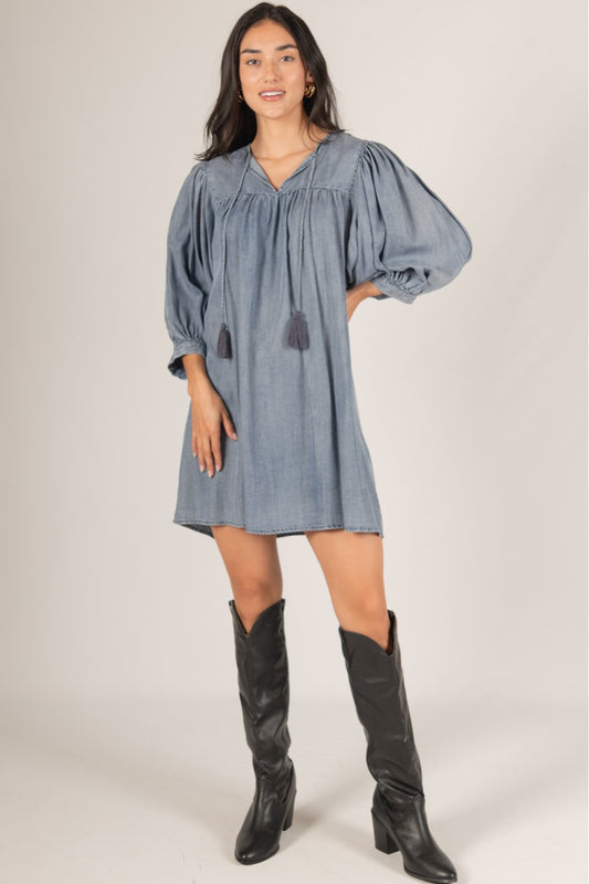 Boho Denim Tencel Dress