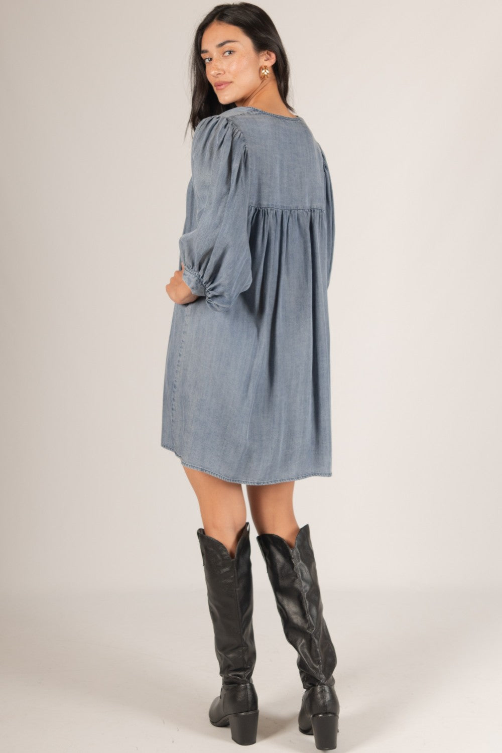 Boho Denim Tencel Dress