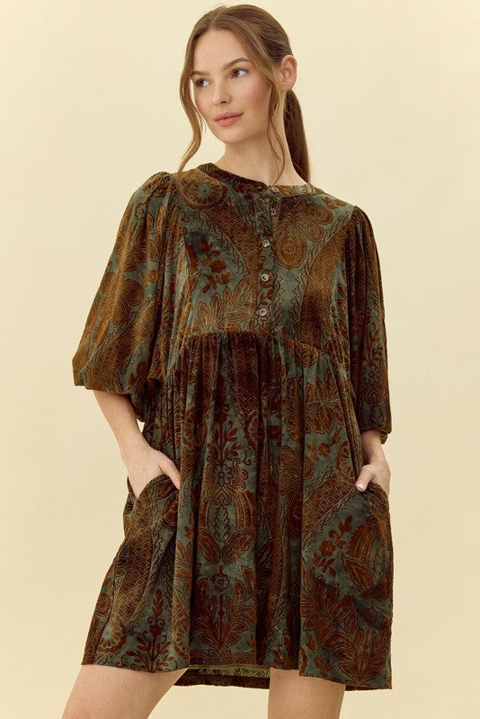 Sabrina Velvet Jacquard Dress