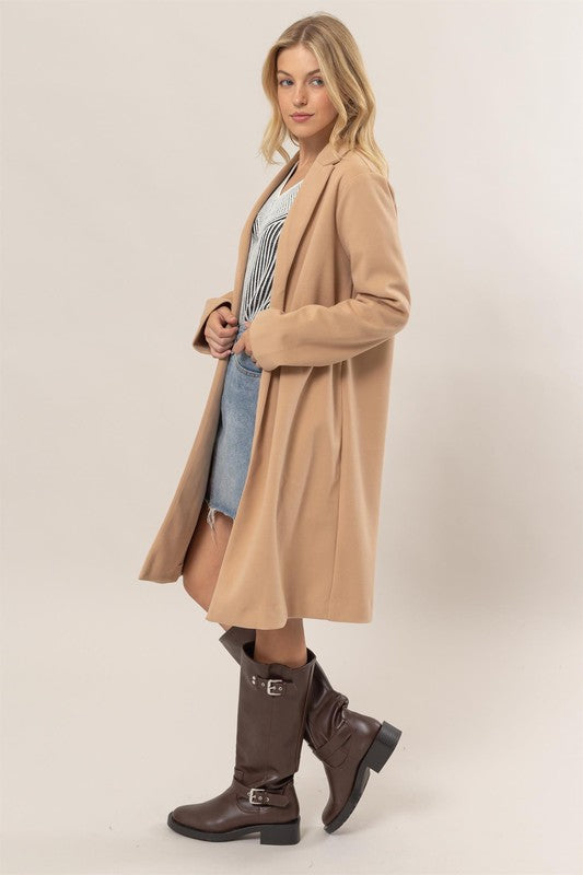 Camel Open Face Coat