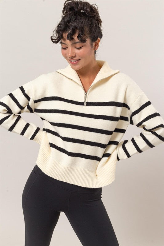 1/2 Zip Stripe Sweater