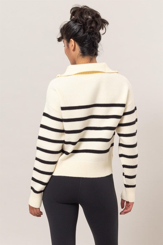 1/2 Zip Stripe Sweater