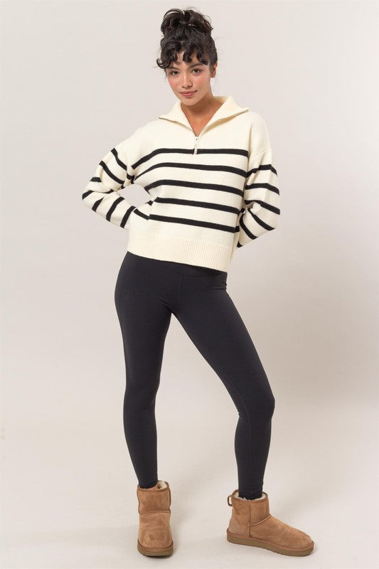 1/2 Zip Stripe Sweater