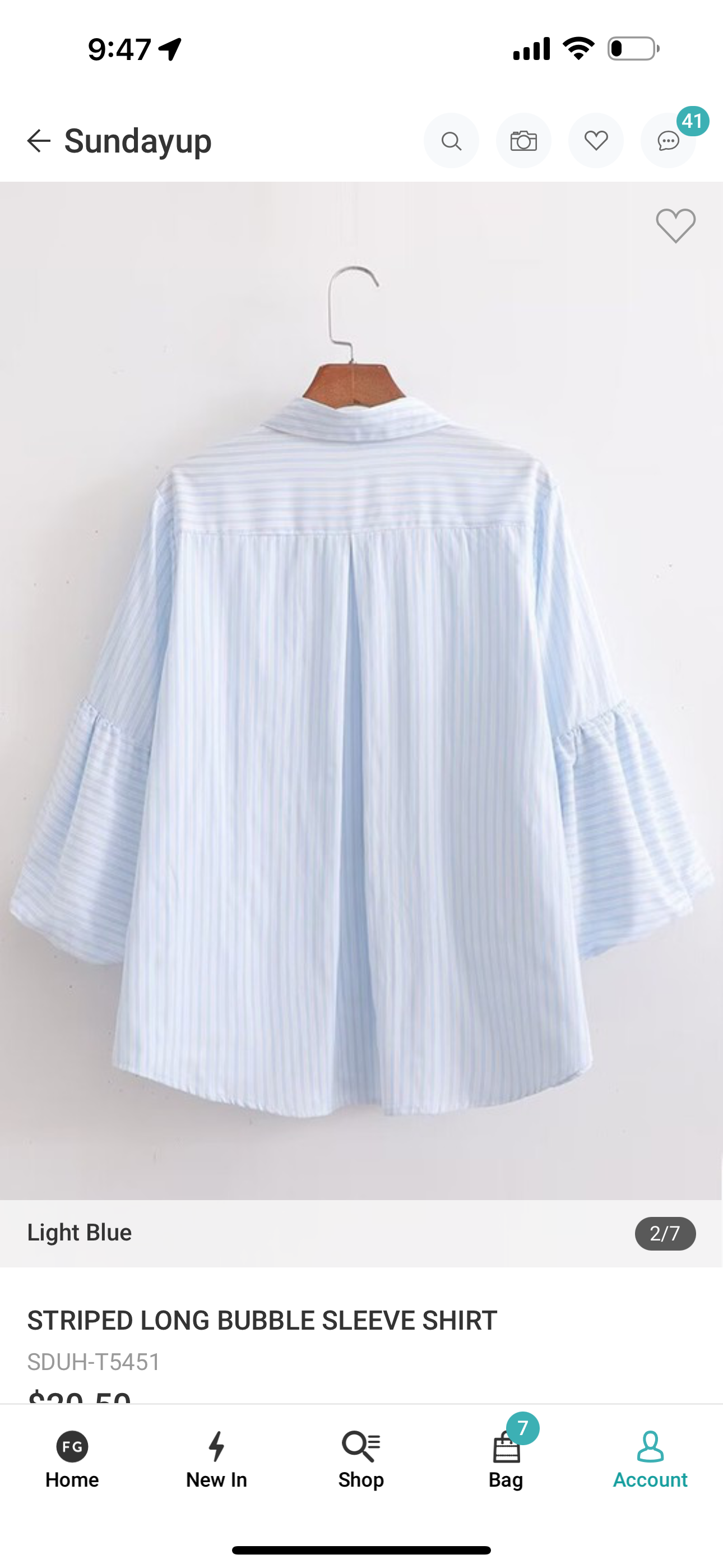 Sarah Striped Bubble Sleeve Blouse