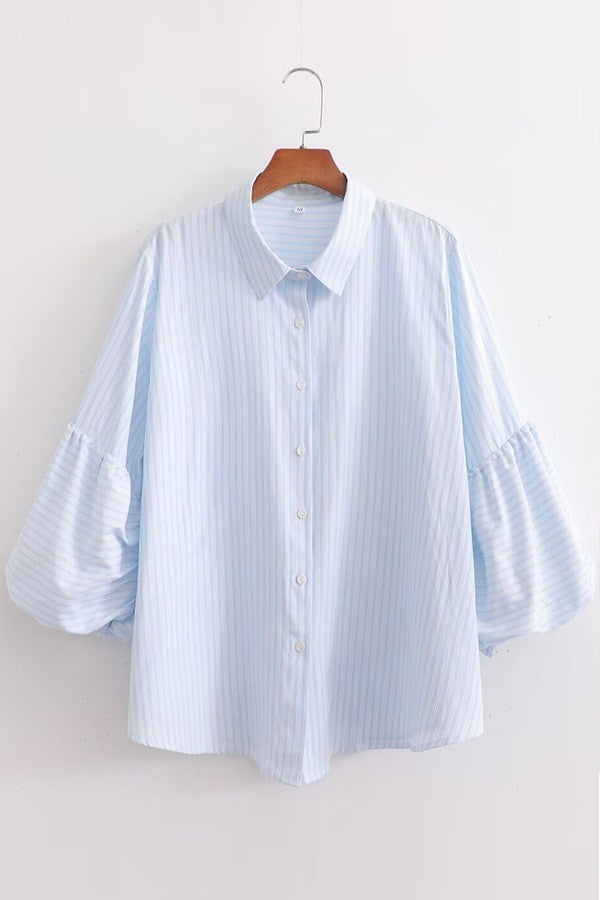 Sarah Striped Bubble Sleeve Blouse