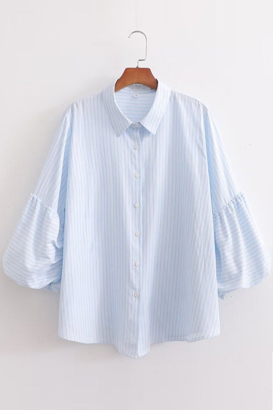 Sarah Striped Bubble Sleeve Blouse