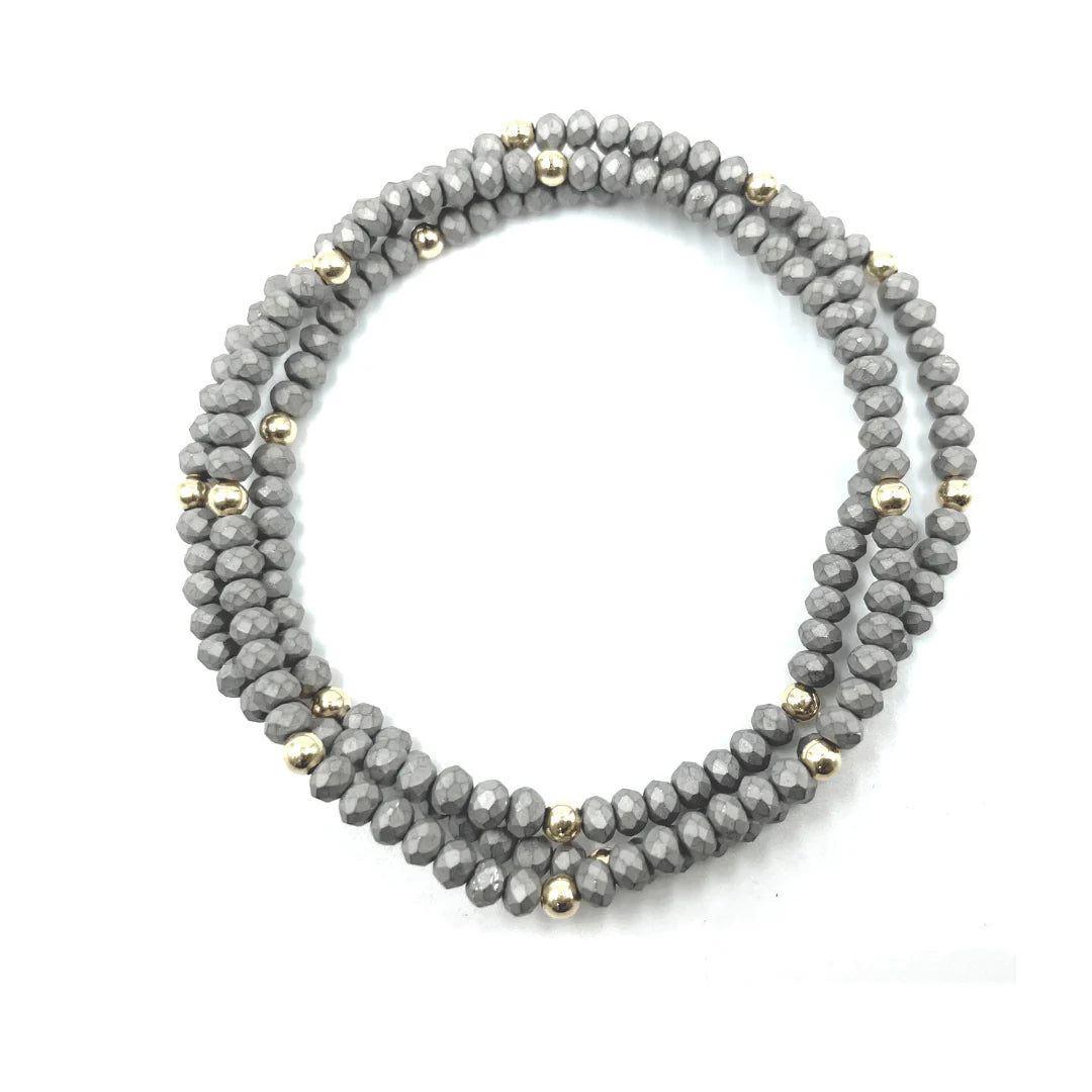 Erin Gray OG Bracelet Stack - Matte Gray + Gold Filled