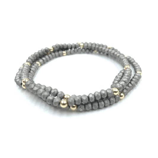 Erin Gray OG Bracelet Stack - Matte Gray + Gold Filled