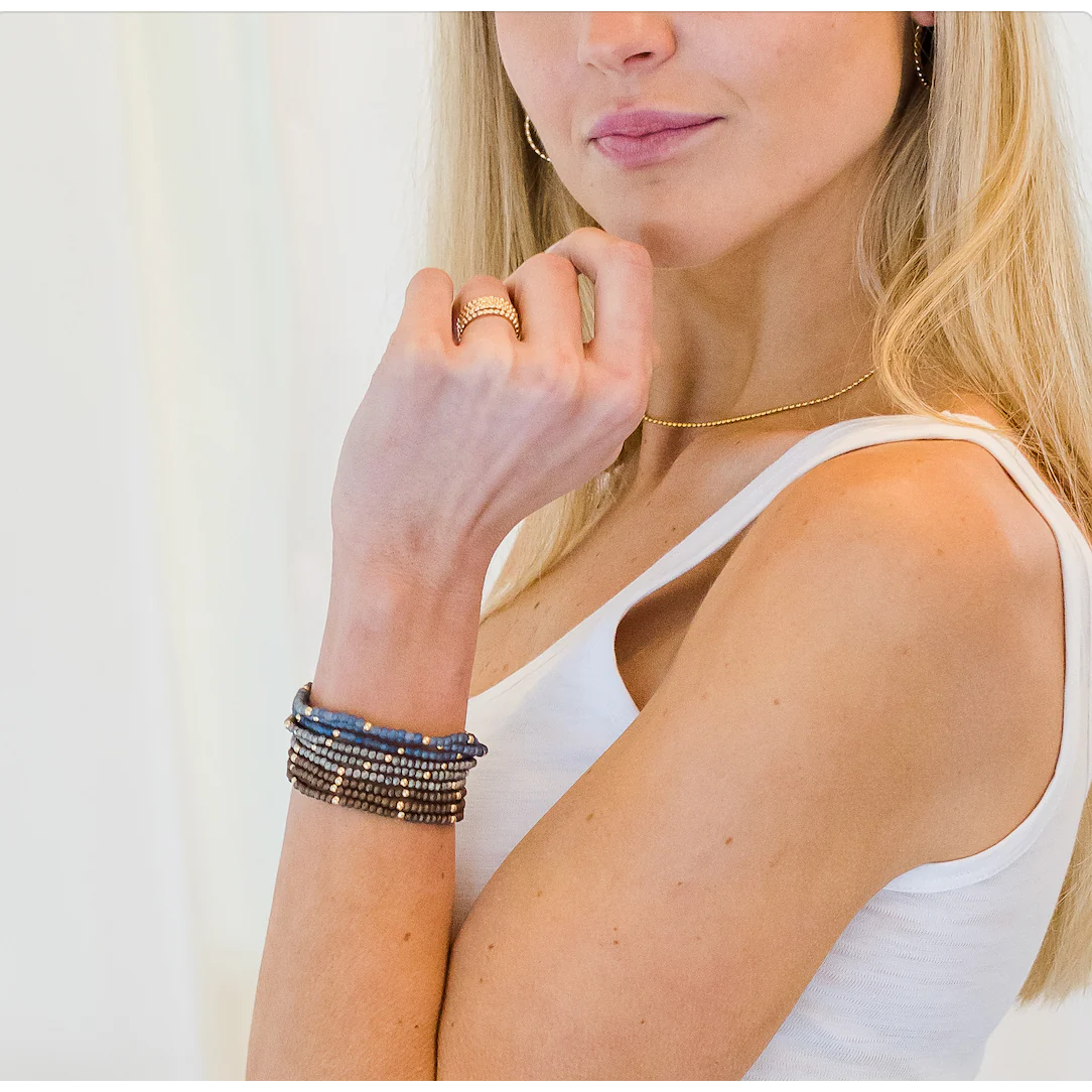 Erin Gray OG Bracelet Stack - Matte Gray + Gold Filled