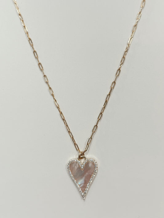 Knotty Bling - Mother of Pearl Heart Necklace