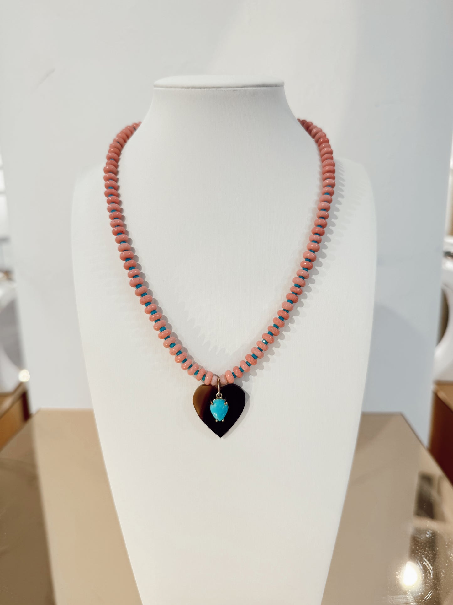 Knotty Bling - Turquoise Heart Necklace