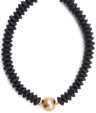 Wooden Beaded Necklace - Black