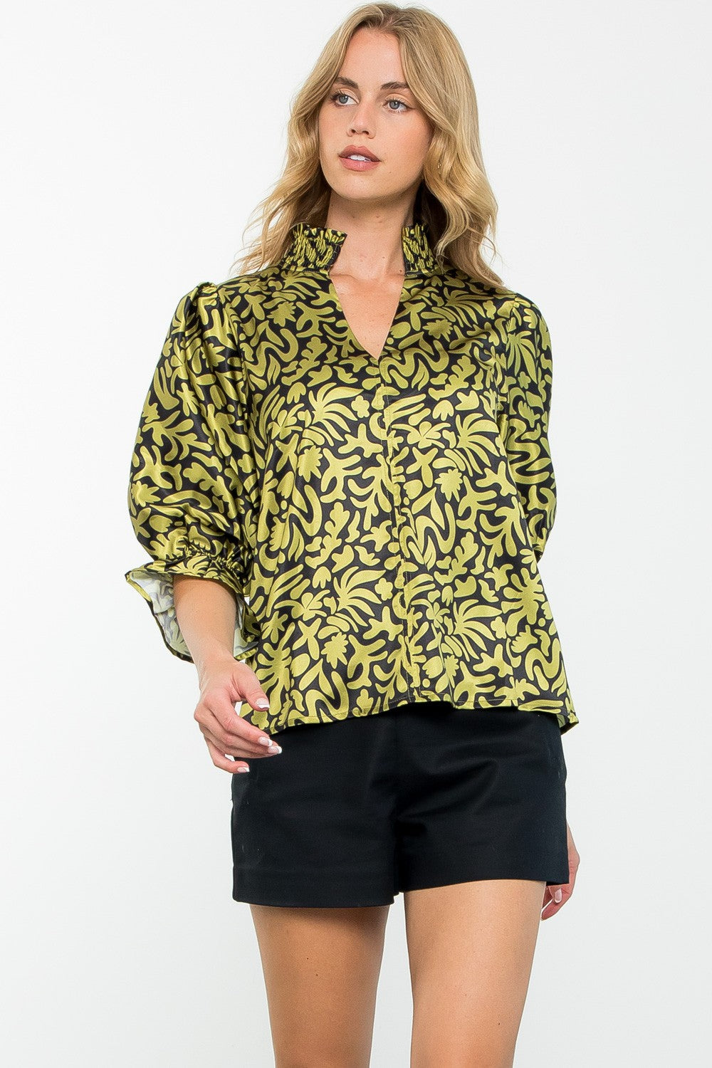 Olive Abstract Blouse