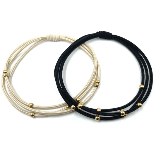 Erin Gray Water Pony Bracelet Hair Bands - Black/Beige