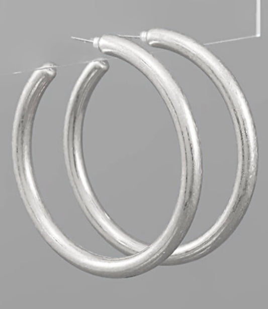 Matte Silver Hoops