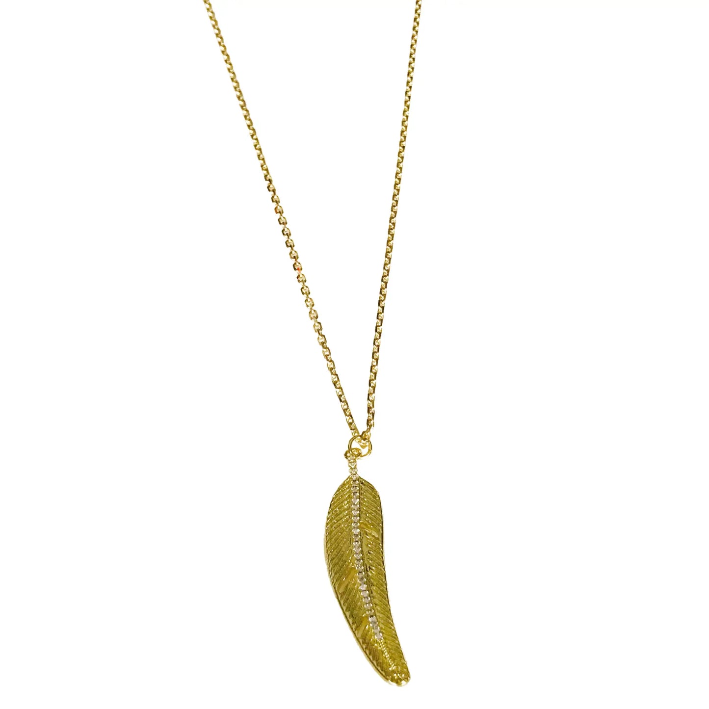 Pave Feather Necklace