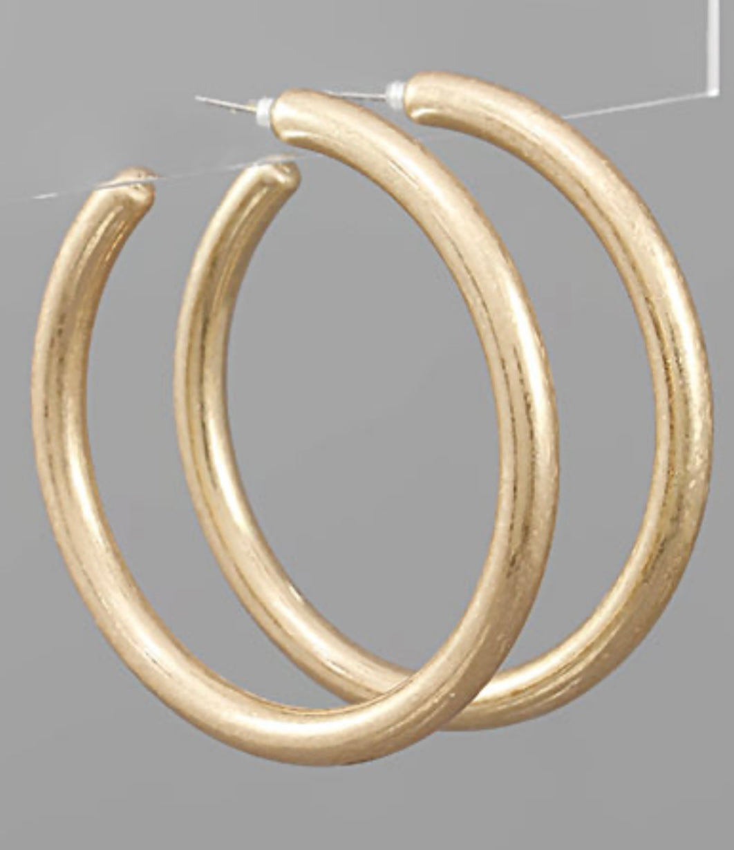 Matte Gold Hoops