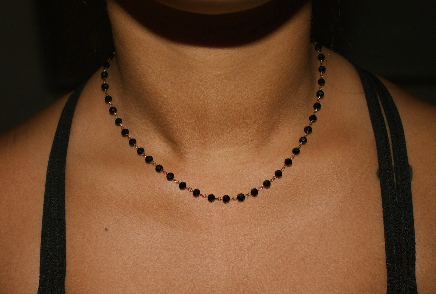 Glass Bead Layering Necklace - Black