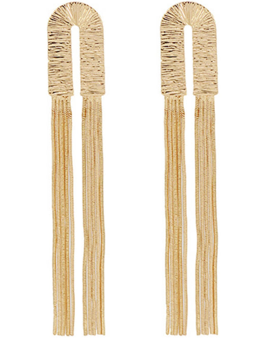 Texture Metal & Chain Tassel Earrings