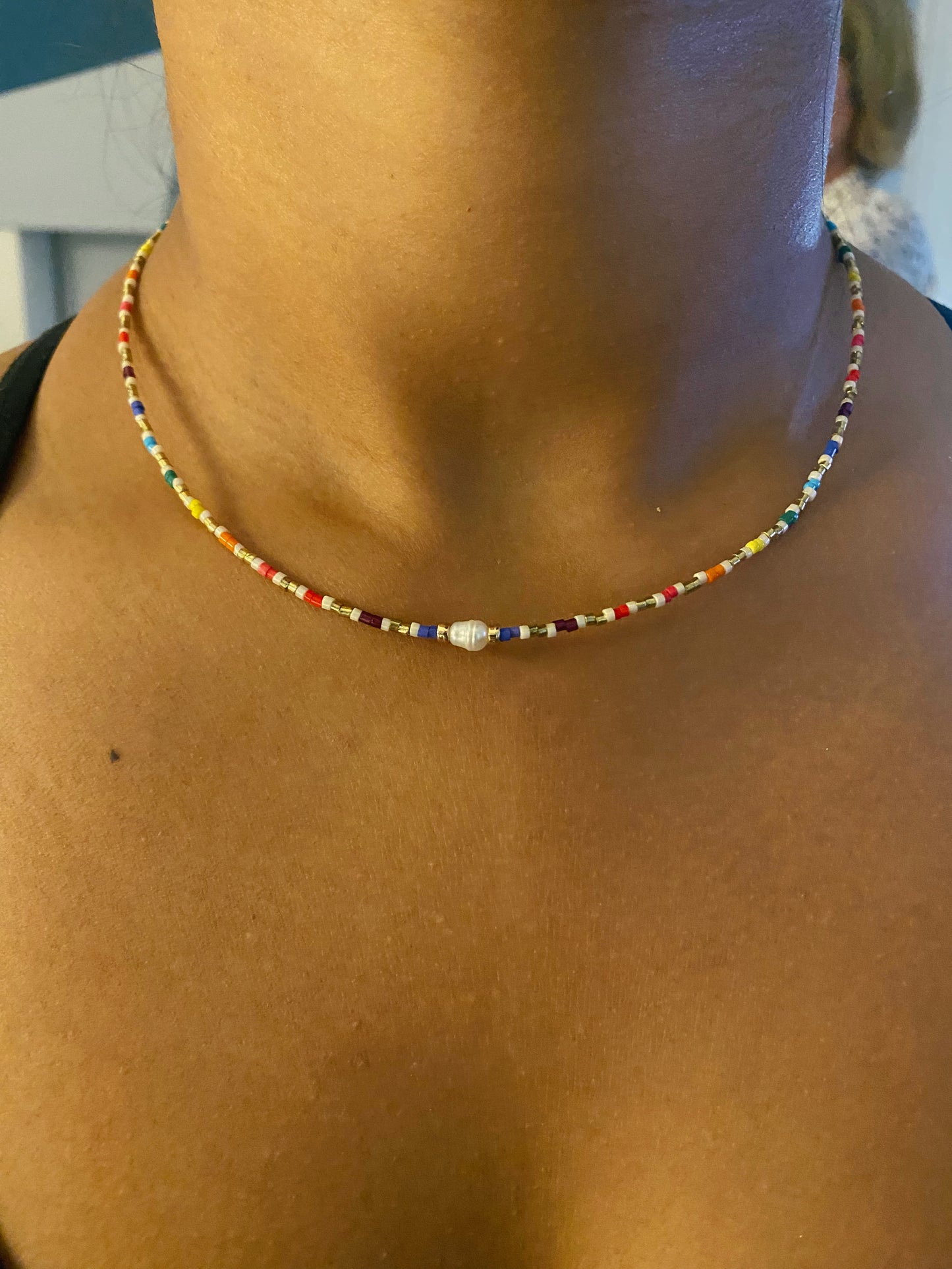 Seed Bead Necklace - Multi Pearl