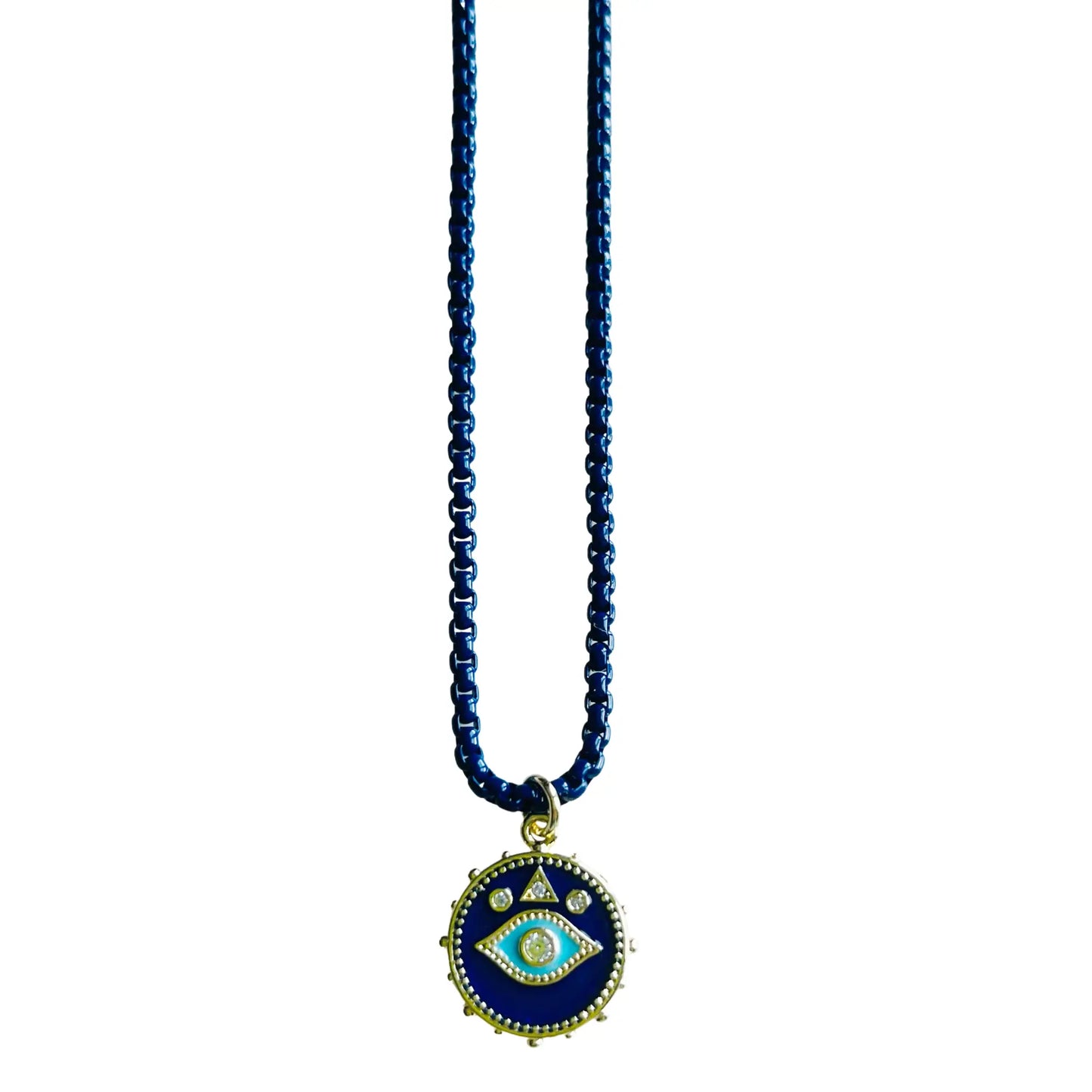 Navy Evil Eye Charm Necklace