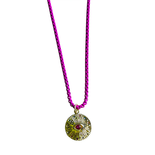 Pink Evil Eye Charm Necklace