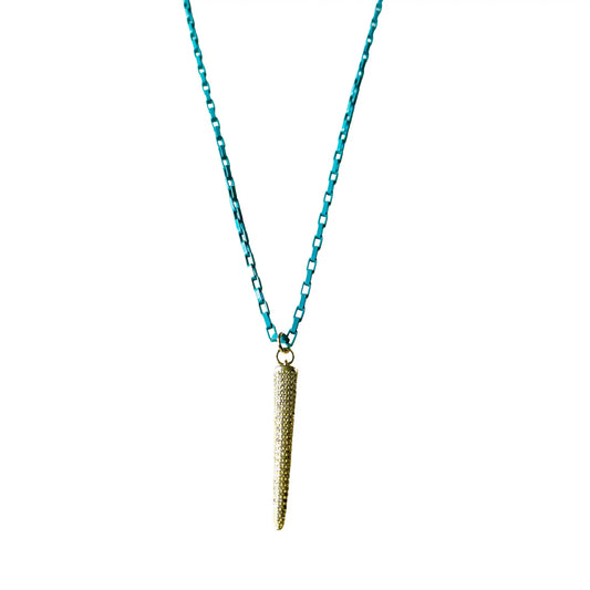 Pave Pendant on Turquoise Chain Necklace