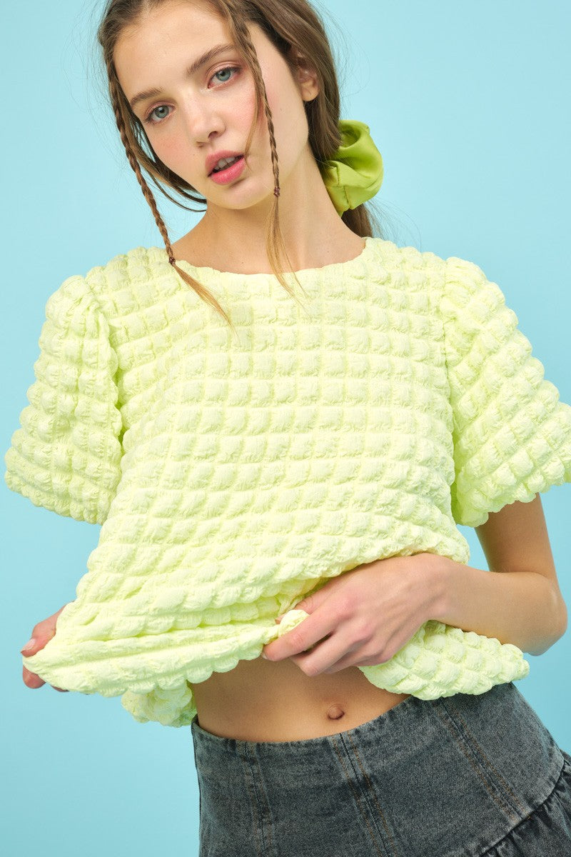 Lime Bubble Textured Top