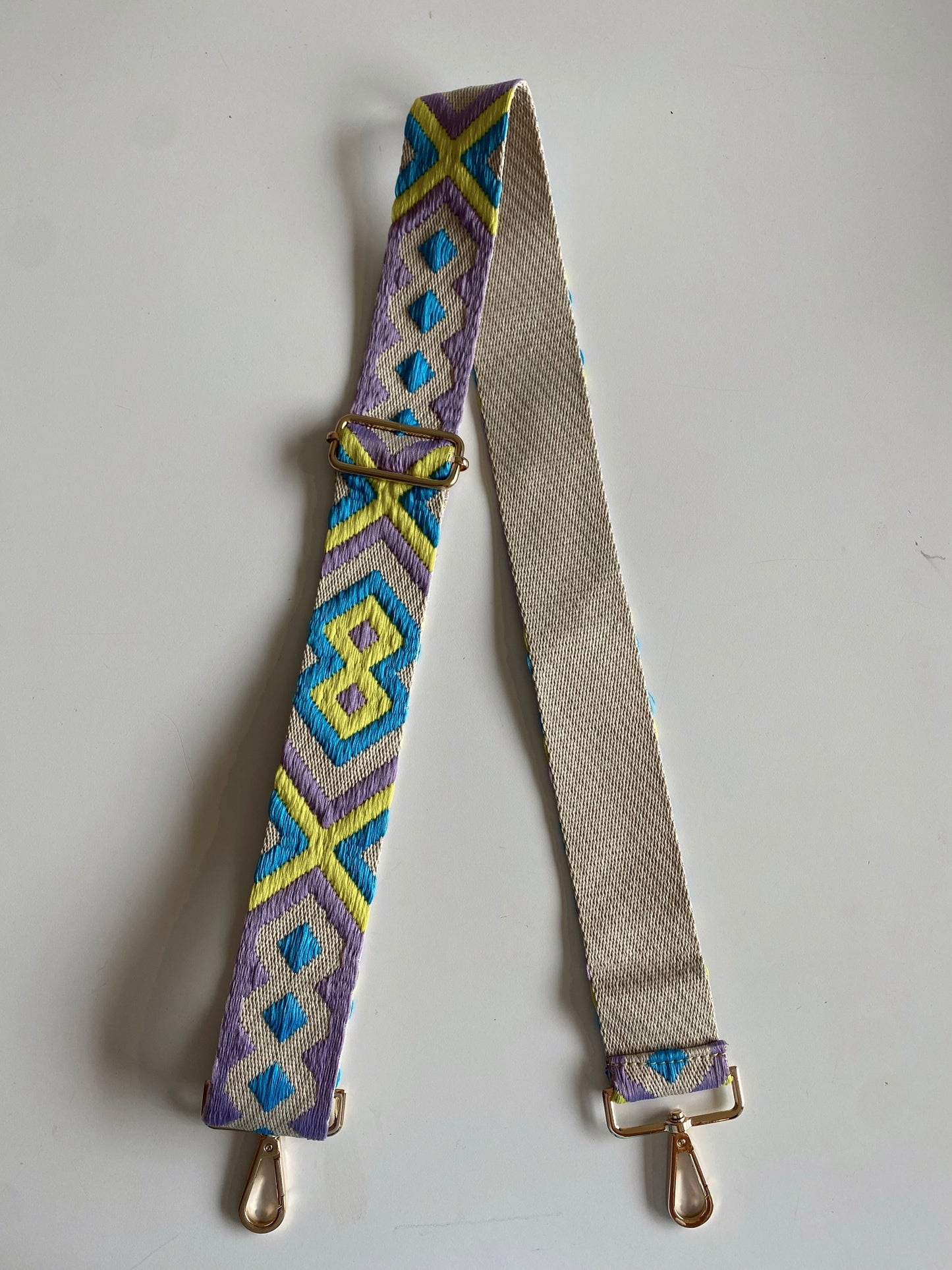 Embroidered Purse Strap - Blue/Purple Mix