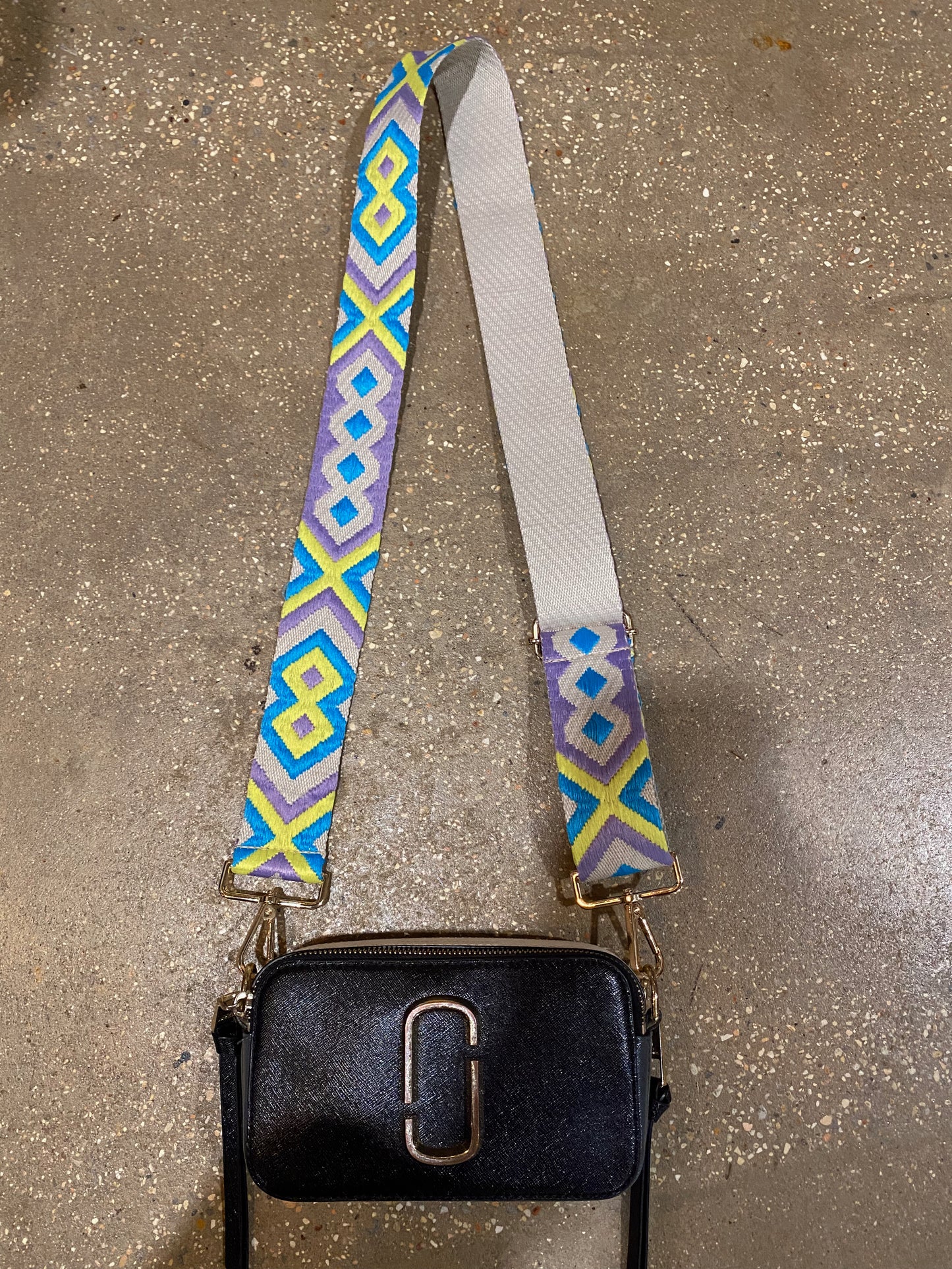 Embroidered Purse Strap - Blue/Purple Mix