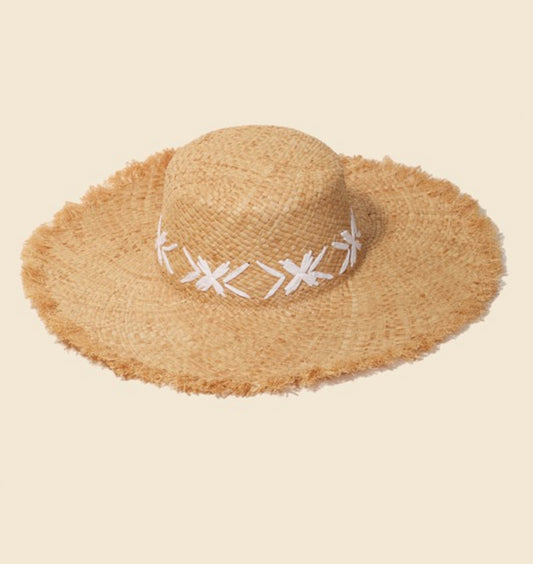 Natural Raffia Weave Sun Hat - Ivory